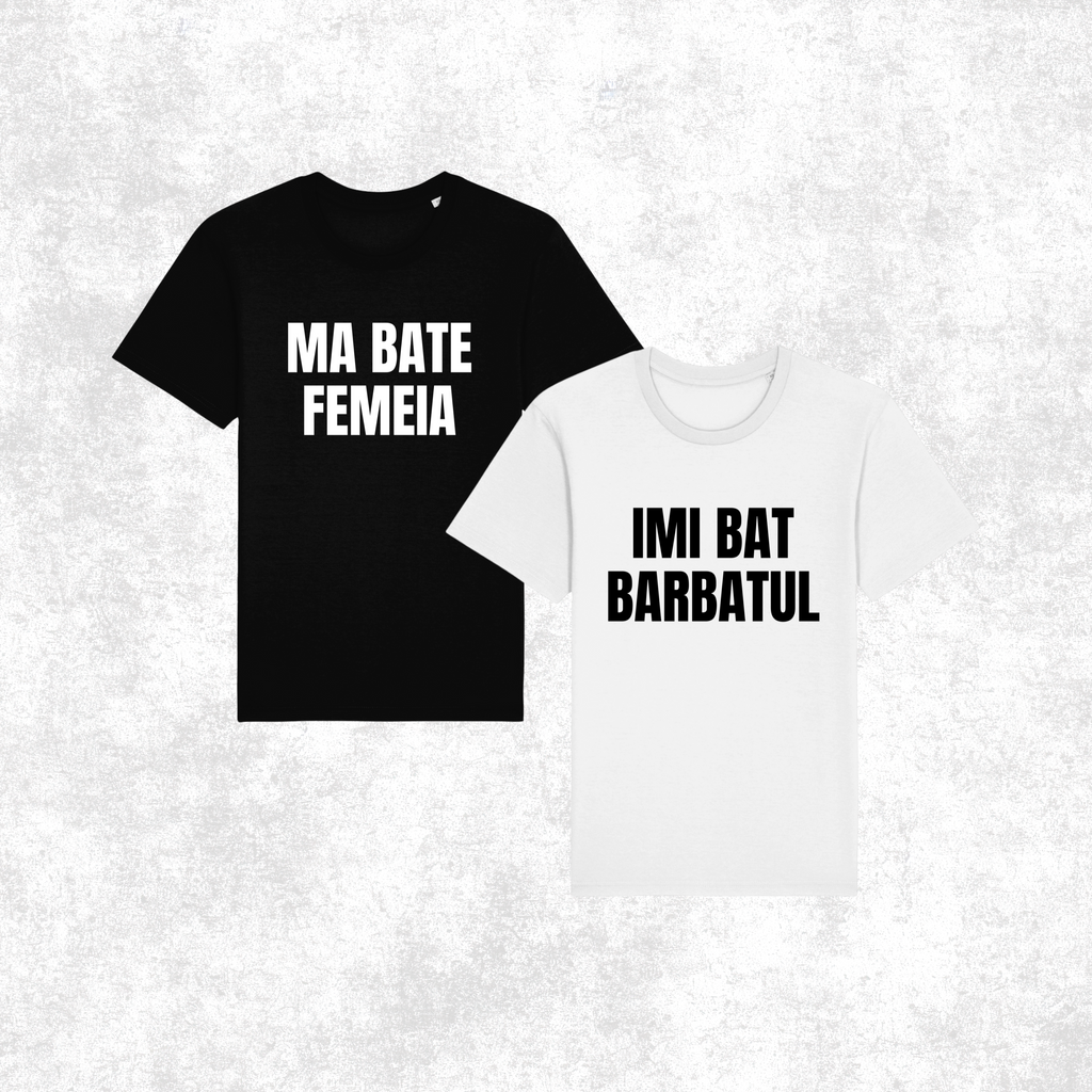 Set 2 tricouri "Ma bate femeia"