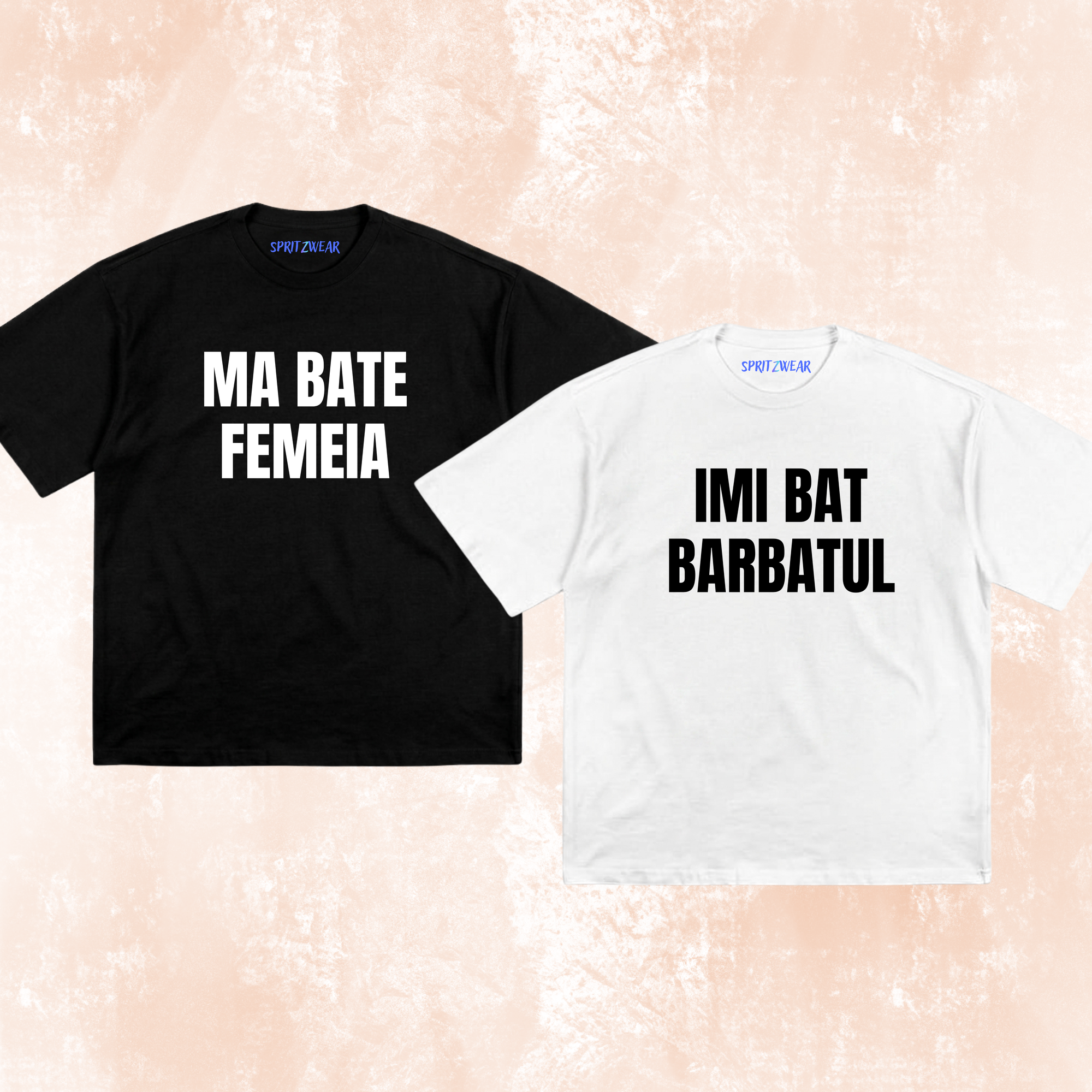 Set 2 tricouri "Ma bate femeia"